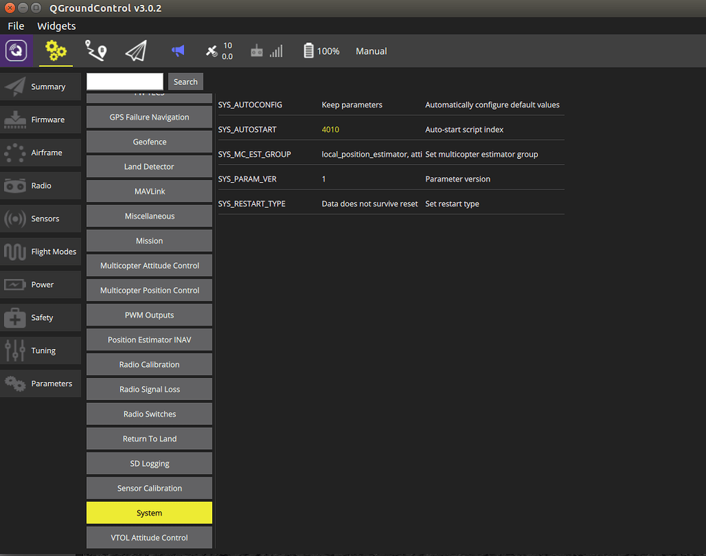 Changing SYS MC EST GROUP does not change parameter list in QGC