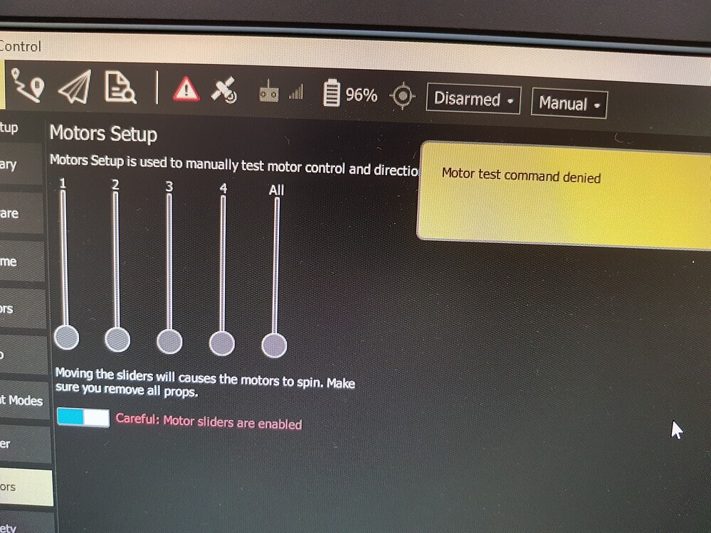 Motor Test Command Denied - Using QGroundControl - Dronecode Forum ...