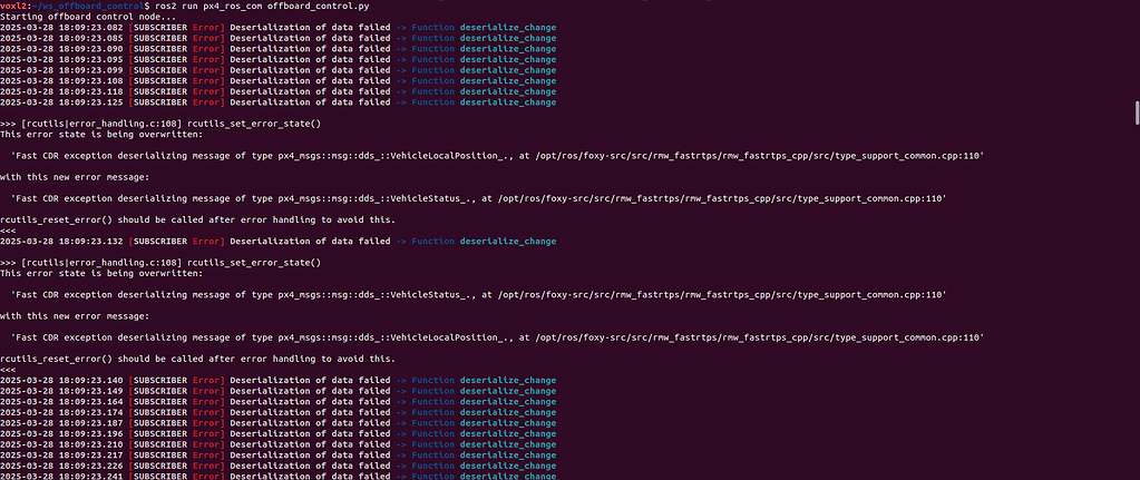 PX4 ROS2 VOXL2 Deserialization Errors Issue - PX4 Autopilot - Dronecode ...