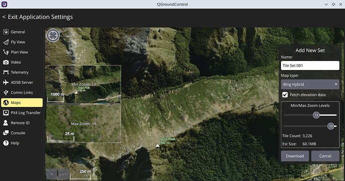Selecting Offline Maps in QGC