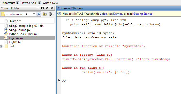 matlab 2008 syntax error