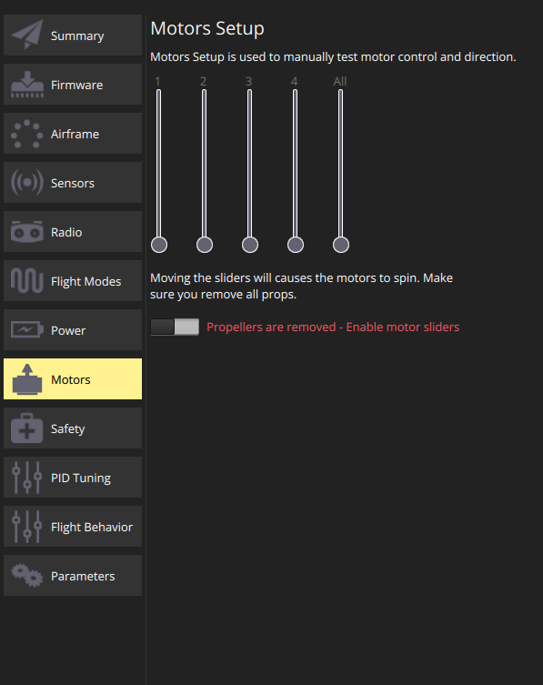 My motor setup section doesn't work - PX4 Autopilot - Dronecode Forum ...